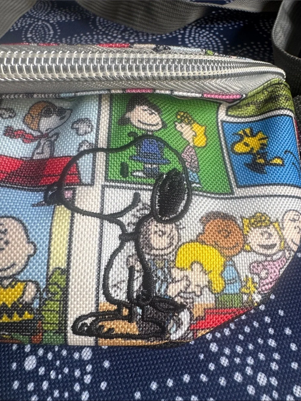 Peanuts Kids Comic-Print Fanny Pack with Gray Strap
